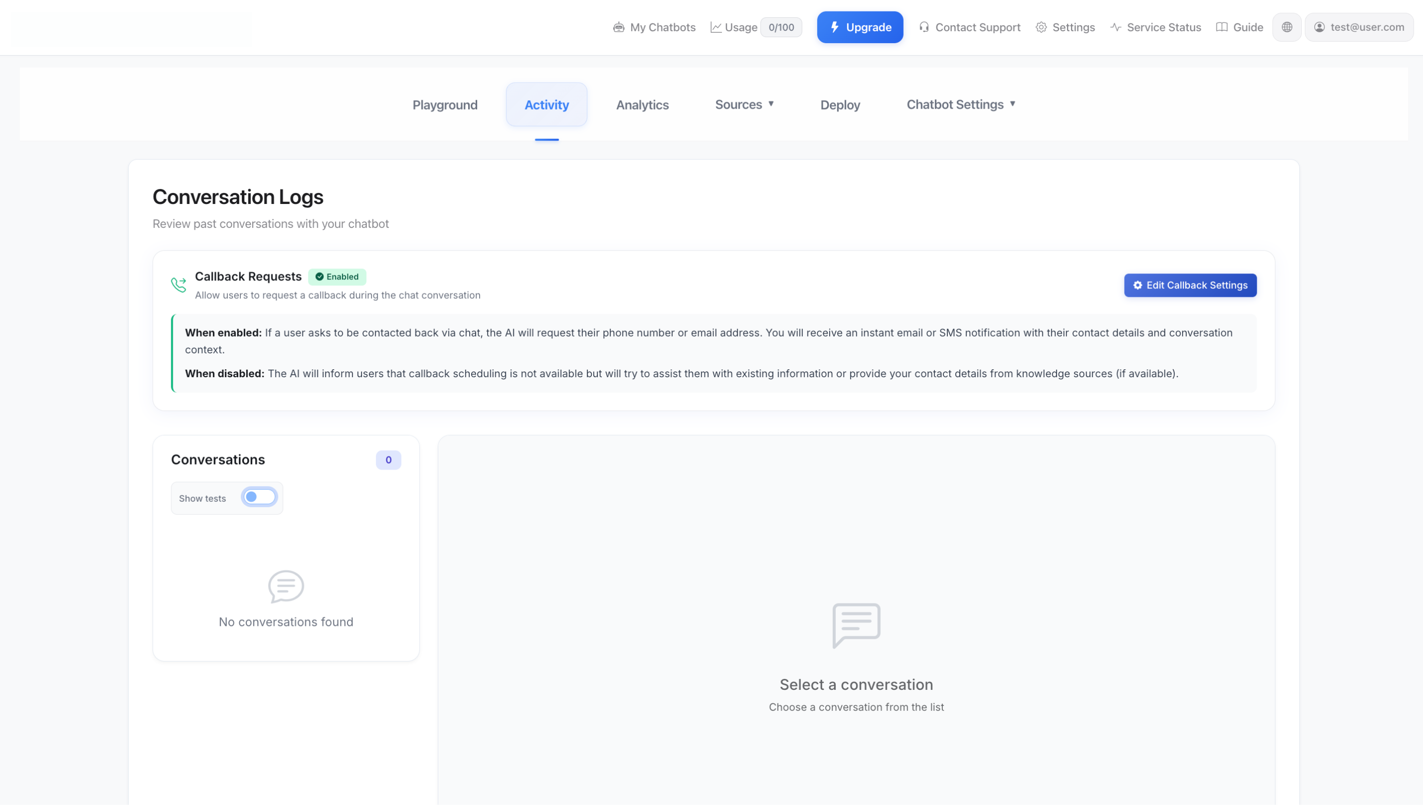 Aktivitets- och konversationsloggar