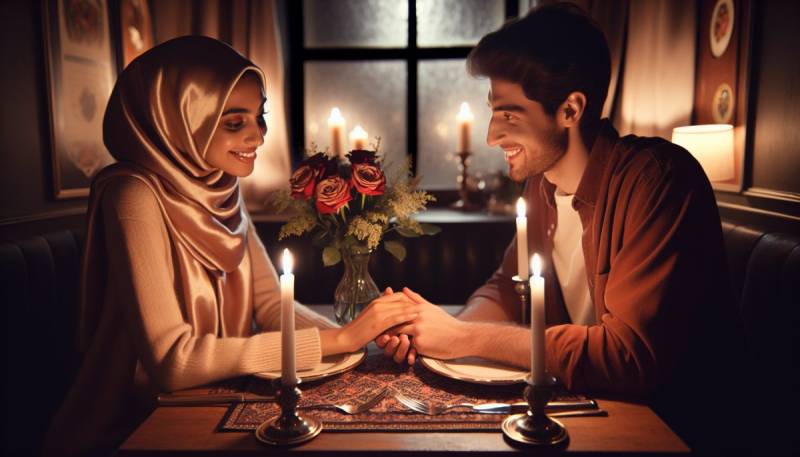 En romantisk middag för Alla hjärtans dag med ljus och rosor